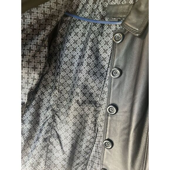 Jaclyn Smith Y2K 90's Black Leather Jacket Button Up Size Large EUC Vintage Coat - Picture 4 of 5